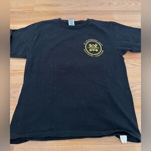 Gildan Black Short-Sleeve Tee with Yellow Skateboard Logo